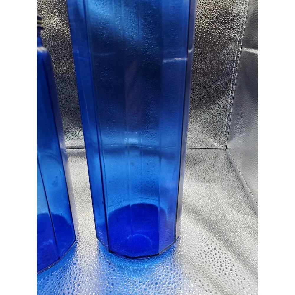 Cobalt Blue Storage Canister Jar Set 12 Panelled Glass W/ Latched Lid 2 Pack
